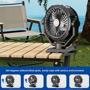 Ventilateur portable à clipser, batterie longue durée, moteur sans balais 9V, télécommande, ventilateur oscillant à 4 vitesses pour le camping, le bureau - Product Image 3
