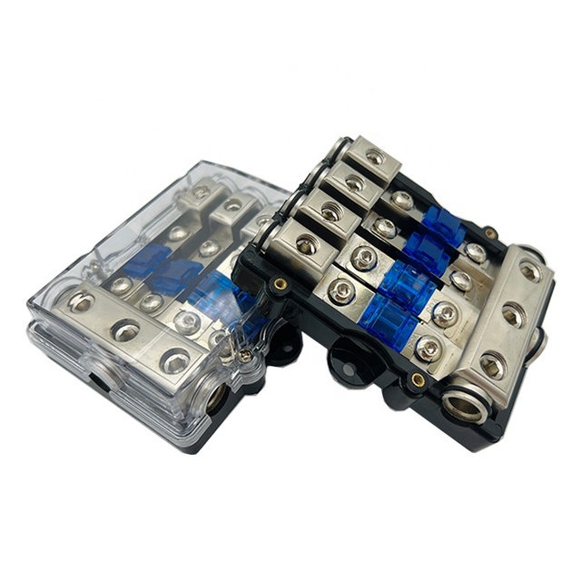 Car Audio Power Distribution Terminal Fuse Block 60A 1 in 4 Out ANL Fuse Holder with Dust Cover