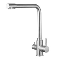 Robinet de cuisine trois-en-un blanc laiteux de style japonais avec douchette extractible, purification de l'eau, fonctions eau chaude et froide, poignée unique en céramique