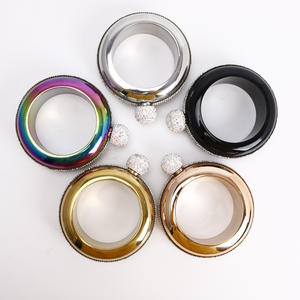 Pulsera con tachuelas de diamantes de acero inoxidable 304, botella de vino portátil de 3,5 onzas, pulsera de botella redonda, botella de vino con tapa de diamante - Product Image 6