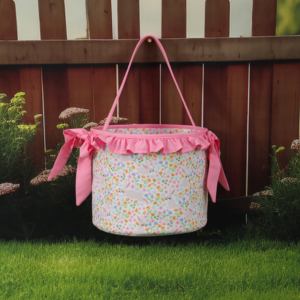 Personalized Girl Egg Hunt Basket <strong>Easter</strong> Eggs Hunting Party Decoration <strong>for</strong> Kids Canvas Bunny Bag With Bow Knot - Product Image 1