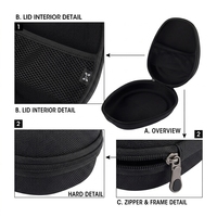 Mini étui de chargement pour écouteurs de luxe Eva noir avec fermeture à glissière petit casque étanche transportant une pochette de rangement Logo personnalisé