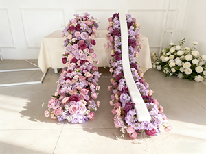 Decoración Moderna para Fondo de Boda, Arreglo Floral para Escenario, Accesorios, Camino de Mesa de Flores de Seda Azul Polvoriento para Eventos - Product Image 3