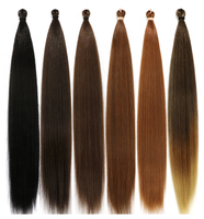 Extensions de cheveux synthétiques pour tresses au crochet, mèches Ariel lisses de 28 pouces, tresses au crochet, brun ombré, douces