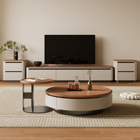 Meuble TV en bois italien luxueux et durable, ensemble de meubles TV et table basse haut de gamme pour villa, rangement moderne pour salon
