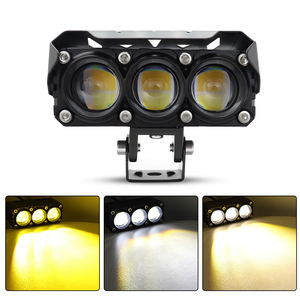 ไฟสปอร์ตไลท์หน้ารถมอเตอร์ไซค์ สีขาวเหลือง LED สองสี กันน้ำ IP68 ไฟขับขี่ 3 เลนส์ พร้อมพัดลม - Product Image 5