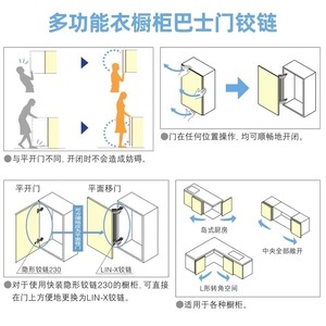 Kaishengxi Charnières de porte d'armoire 4090cm avec tige de connexion et amortissement silencieux, quincaillerie d'angle pour meubles et portes d'armoires - Product Image 3