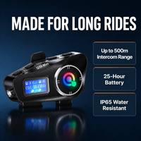 Q58MAX Helm Motor Interkom Headset BT Dual Core 500m Komunikasi Dua Arah Radio FM LCD Tahan Air