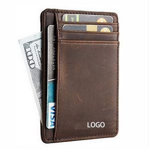 Dompet kulit asli pemblokir RFID, dompet ramping pria dengan blok teknologi RFID menghentikan kantong pilihan elektronik-dompet perjalanan - Product Image 1