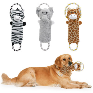 Juguete de Peluche Resistente para Perros, Juguete Chirriante Interactivo, Resistente a Mordidas, para Limpieza Dental, con Anillo de Cuerda de Algodón - Product Image 1