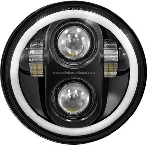 Faro LED de 5.75 Pulgadas para Accesorios <span class=keywords><strong>Harley</strong></span> Davidson Sportster <span class=keywords><strong>1200</strong></span> 883 Dyna Softail, Faro Redondo para Motocicleta con Anillo Halo - Product Image 2