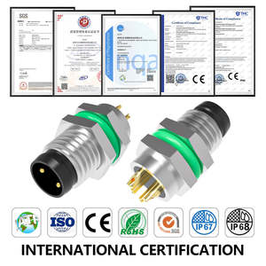 Conector M8-A-2 Macho de Latón Chapado en Oro para Cable de Soldadura, IP67/IP68 Impermeable, Montaje Frontal, 2 Pines, Circular, para Panel - Product Image 3