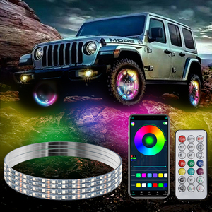 15/17/19 Inch Đuổi Theo Màu Sắc 4Pcs Tự Động Bánh Xe Ánh Sáng Rim Ánh Sáng Kit 12V Không Thấm Nước Ứng Dụng Điều Khiển Cho Xe Tải Bầu Không Khí Ánh Sáng - Product Image 1