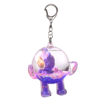 Porte-clés liquide en acrylique en forme d'animal mignon, avec liquide huileux et aqueux, vente en gros