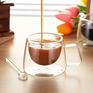 Taza de Café de Vidrio de Doble Pared de Lujo 2026 con Asa, Venta al por Mayor, Logotipo Personalizado, Taza de Vidrio de Borosilicato Resistente al Calor, Taza de Té - Product Image 5