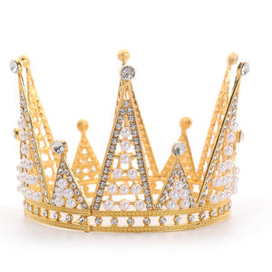 Cake Topper <span class=keywords><strong>princesa</strong></span> Aisha niñas Tiaras perla Decoración Para Boda nupcial fiesta panadería DIY pastel decoración corona - Product Image 1
