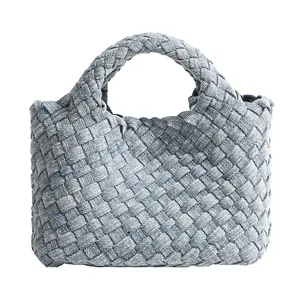 Wholesale New High Quality Medium Handbags Ladies Casual Denim Woven Bag Portable Women Carrier Bag