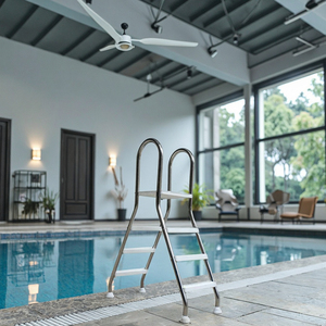Escalera de Piscina Portátil de Acero Inoxidable SA, Soporte Cruzado, Altura Ajustable, Fácil Instalación, Diseño Ligero para Piscinas Elevadas/Superficiales - Product Image 1
