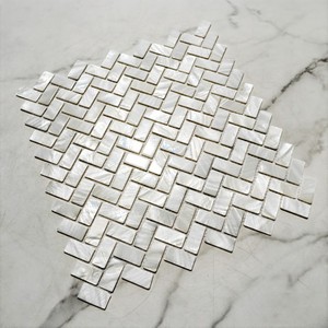 Placa de Mosaico de Concha de Madrepérola Ultra Branca com Padrão Espinha de Peixe para Backsplash de Cozinha - Product Image 5