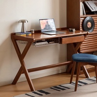 Bureau d'ordinateur rectangulaire moderne en chêne massif écologique avec rangement, idéal pour le bureau, la chambre, comme table de chevet, coiffeuse ou bureau d'étude à domicile