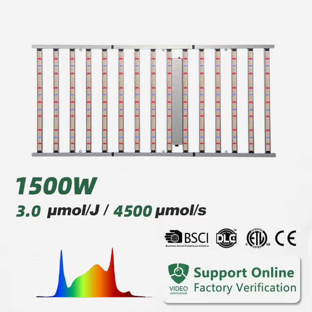 Full Spectrum 15 Bar 1500W IP65 Commercial LED Plant Grow Light with Bloom Support for Professional Indoor Growing