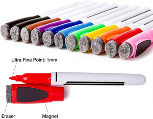 Lot de marqueurs et gommes pour tableau blanc personnalisés – Stylos effaçables à sec avec effacement facile – 10 couleurs standard – Pack en vrac - Product Image 5