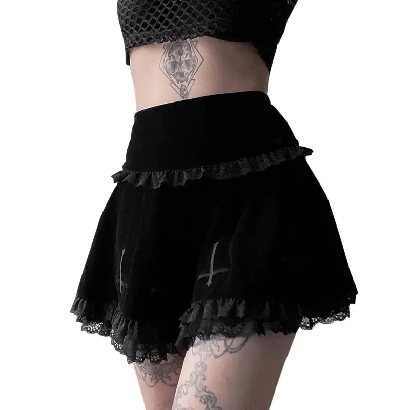 Goth — Mini jupe Punk plissée taille haute pour femmes, tenue d'été, style gothique, Sexy, taille haute, noire, 2022