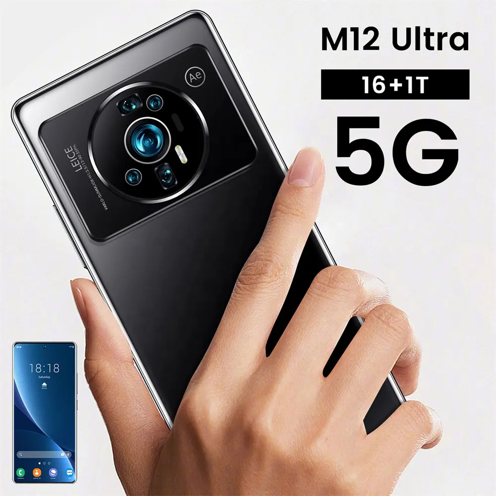 Factory Wholesales 5G M12 U Itra 7.3 inch Big Screen 48+72MP HD Camera Smartphone with Dual SIM Android 12 Cheap Mobile Phone