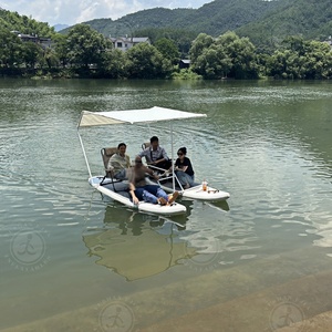 Catamarán con Marco de Aluminio Soldado, Bote de Pesca, Bote Pequeño de Recreo con Toldo para Adultos y Amigos - Product Image 5