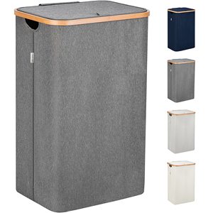 Cesto di biancheria di bambù con coperchio cesto di biancheria organizzatore vestiti sporchi cesto di stoccaggio di legno cesto di stoccaggio - Product Image 5