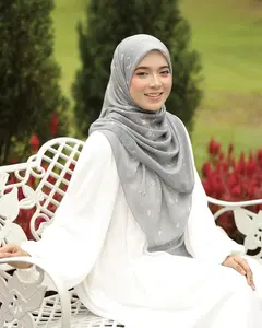 Desain kustom selendang Voile katun Premium Floral Tudung Bawal 45 50 inci persegi syal selendang cetak Voile Jepang Malaysia