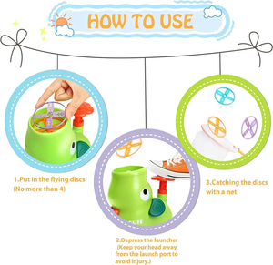 Produits tendance <span class=keywords><strong>PT</strong></span> Lanceur de disques volants en forme d'éléphant avec 8 disques volants à attraper, 2 poches en filet, jouets lanceurs de disques volants - Product Image 4