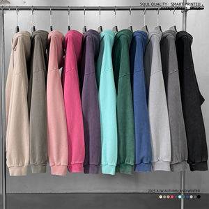 Sweat à capuche surdimensionné en molleton français 100 % coton, tissu personnalisé, vintage, uni, délavé à l'acide, pour homme - Product Image 1