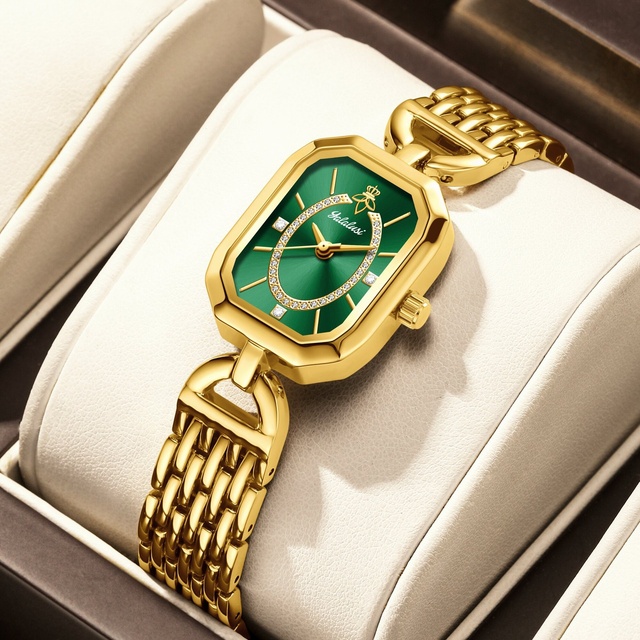 Rectangular Quartz Fashion Watch for Women Alloy Strap Waterproof 10m Pointer Dial Trendy Versatile Wristwatch
