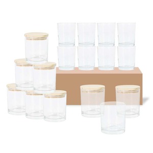 <strong>Wholesale</strong> 10oz 12oz Luxury Empty Glass <strong>Candle</strong> <strong>Jars</strong> With Wooden Lid Customized For <strong>Candle</strong> Making Embossed Printing 4oz Capacity - Product Image 1