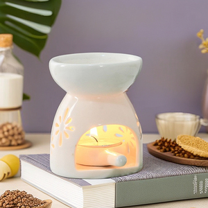 Chauffe-cire en céramique pour le thé, ensemble d'huile aromatique, brûleur, bougie ronde faite à la main - Product Image 5
