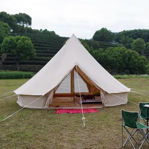 5M 15 person double doors cotton canvas bell tent ground sheet outdoor camping house luxury tent