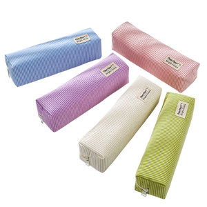 Astuccio BECOL all'ingrosso, portatile, di grande capacità, multifunzionale, in velluto a coste, <span class=keywords><strong>tinta</strong></span> <span class=keywords><strong>unita</strong></span>, con logo personalizzato per ragazze - Product Image 1