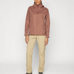 Waterproof Hooded Jacket <b>For</b> Women In Brown With Zipper Closure And Stand Collar Casual Style Autumn Wear - Product Image 1