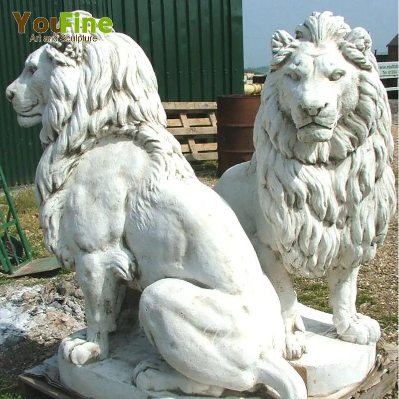 Statue de lion de granit de jardin moderne extérieur en pierre naturelle grandeur nature à vendre