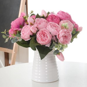 Flores artificiales de peonía, rosa de té, camelia, flores de seda falsas para decoración de bodas, hogar y jardín. - Product Image 1