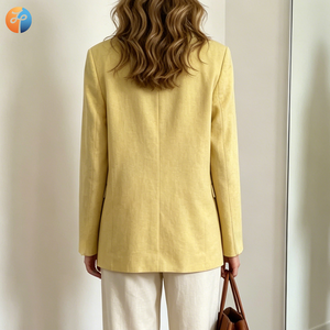 <span class=keywords><strong>Blazer</strong></span> Oversize de Lino 100% Natural Premium para Mujer, Doble Botonadura, Ajuste Holgado, Abrigo Formal de Oficina, Venta al por Mayor y al Detalle - Product Image 4