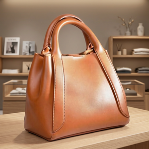 Bolso de Mano de Cuero Genuino con Piel de Animal Auténtica de BS INTERNATIONAL, Impermeable, Gran Capacidad, Cierre de Cremallera, Correa para el Hombro, Plegable - Product Image 5