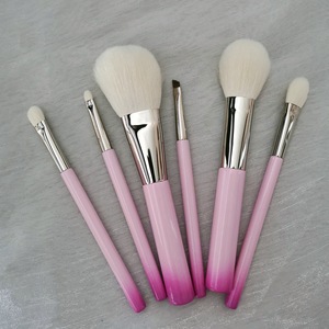 6pcs Goat Pony Hair Makeup Brush Set Wood Handle Travel Size Powder <b>Blush</b> Highlight Eyeshadow Face Eye Cosmetic Brushes Kit - Product Image 3