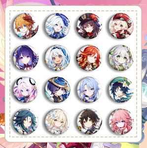 Insignias de hojalata de anime y dibujos animados de <span class=keywords><strong>Genshin</strong></span> Impact, broches, pines de solapa con acabado mate, colgantes para bolso - Product Image 1