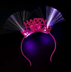 Diadema Led <span class=keywords><strong>de</strong></span> Año Nuevo, aro <span class=keywords><strong>de</strong></span> fibra óptica para el pelo, fiesta brillante, tocado con purpurina brillante, Tiaras, favores navideños - Product Image 6