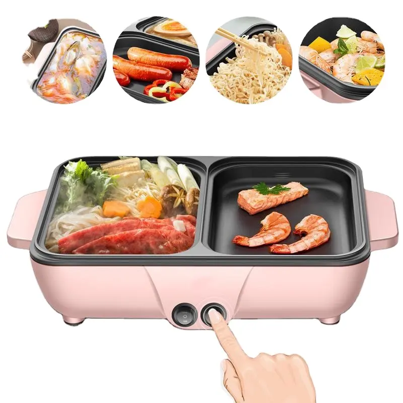 Multifunctional Korea 2 In 1 Baking Frying Grill Electric Pan Courtyard Garden Fishing Outdoor Cookware Round Electric Frying P