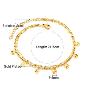 Chaîne de cheville pour femme en acier inoxydable plaqué or 18 carats, motif étoile et lune, bijou de pied superposé, cadeau - Product Image 4