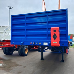 Semi-remorque à plateforme en acier à 3 essieux renforcée par poutres, capacité 50 tonnes pour marchandises lourdes, conteneurs 20/40 pieds, remorque de camion 40 tonnes - Product Image 3
