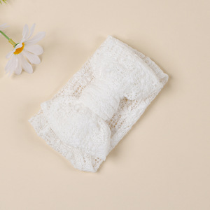 Diadema de encaje de doble capa DIY para bebé, con lazo grande bordado, protección para la fontanela, banda ancha para la cabeza, accesorios para el cabello estilo princesa - Product Image 6